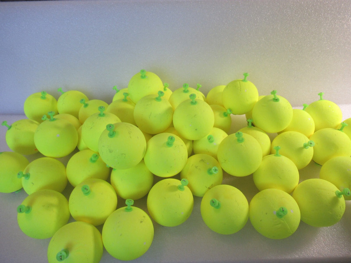50 Large 2-Inch Fishing Floats Round Foam Ball Bobbers with Snap-On Weights