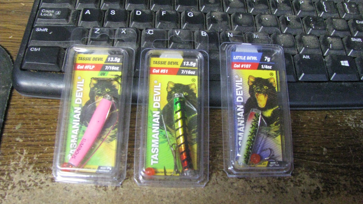 Tasmanian Devil Fishing Lures Set - 3 Brightly Painted Baits for Trout & Panfish
