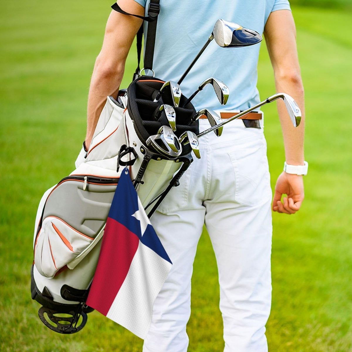 Texas Flag Golf Towel Microfiber Golf Accessory with Carabiner - 24x16 Inches