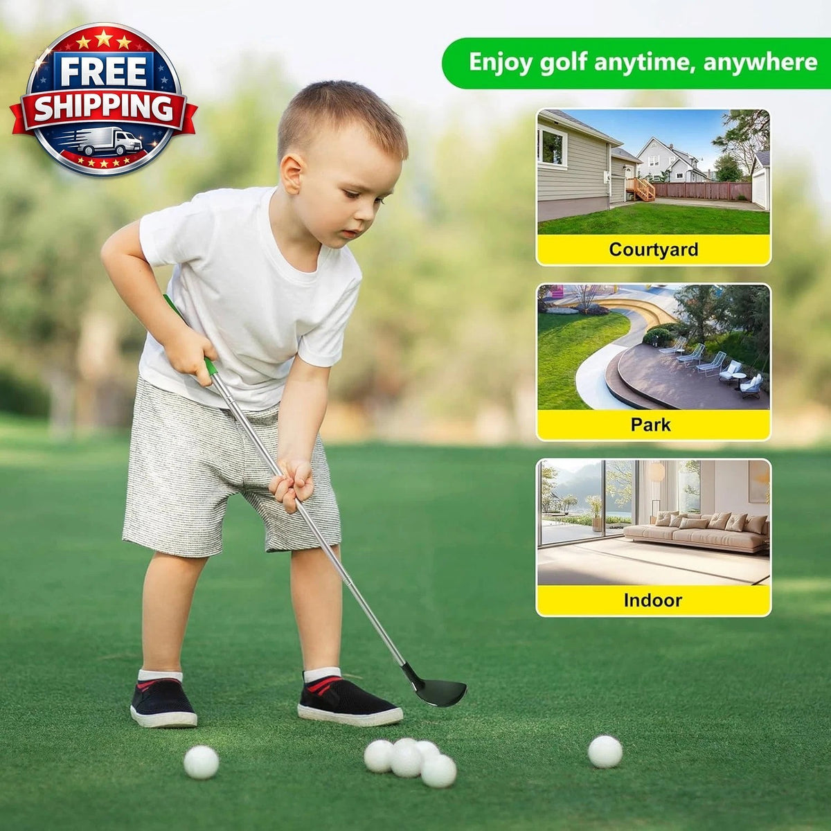 Kids Golf Clubs Set with Practice Balls & Putting Cups - Toddler Golf Toy