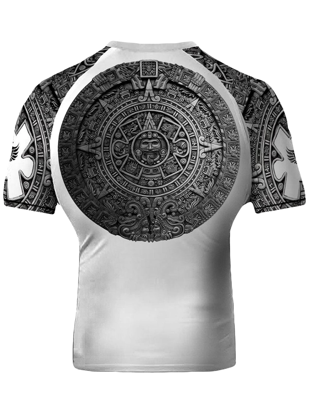 Men's Aztec Jiu Jitsu Rash Guard Short Sleeve MMA Compression Top