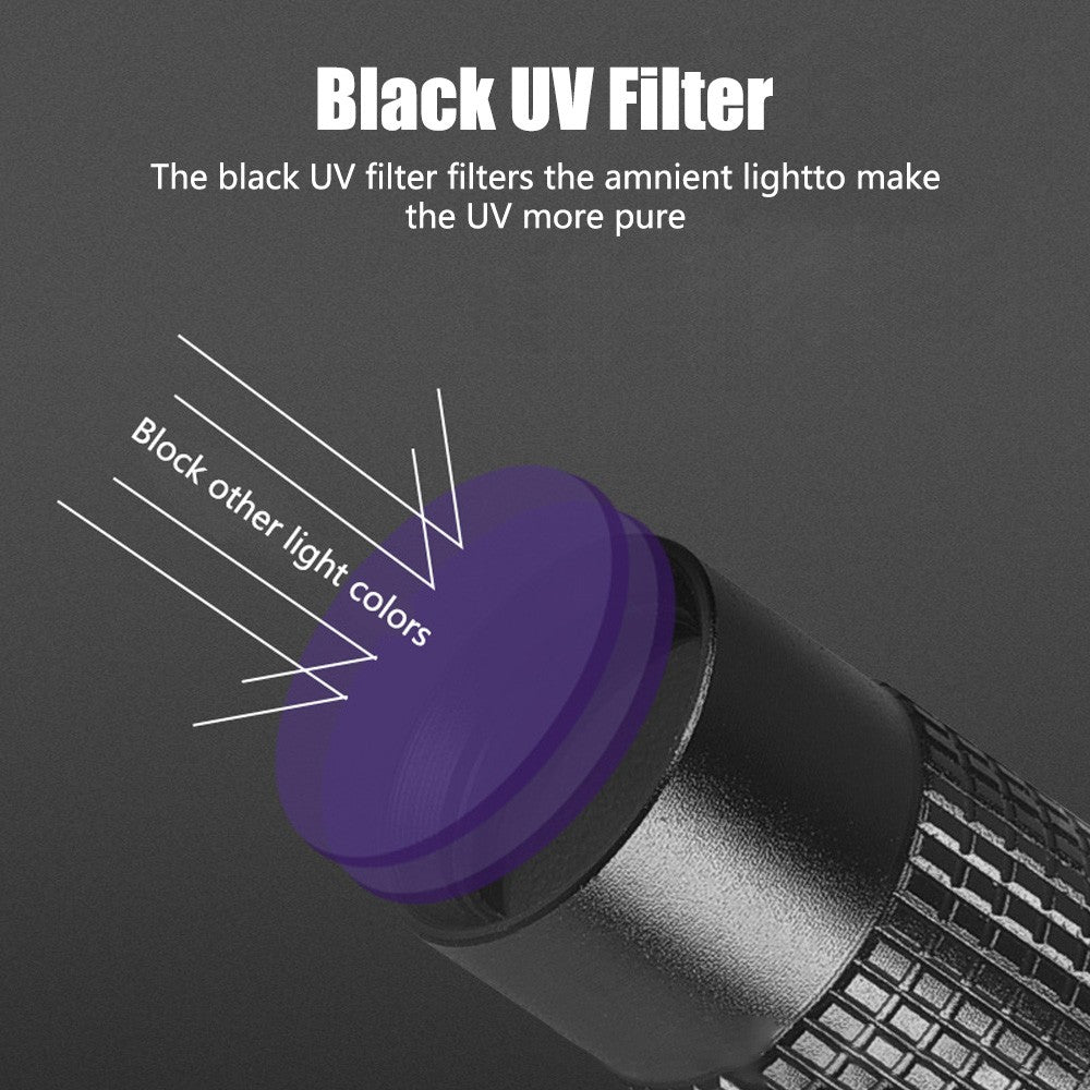 395nm UV Light Pen Flashlight Clip Waterproof Mini Torch for Currency Verification