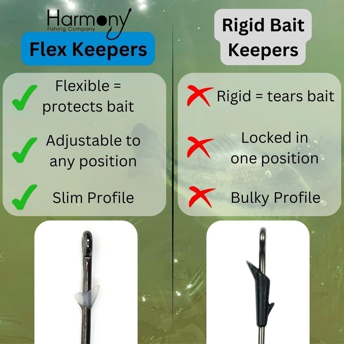 Flexible Bait Keepers for Fishing Hooks - 50 Pack, Adjustable & Reusable