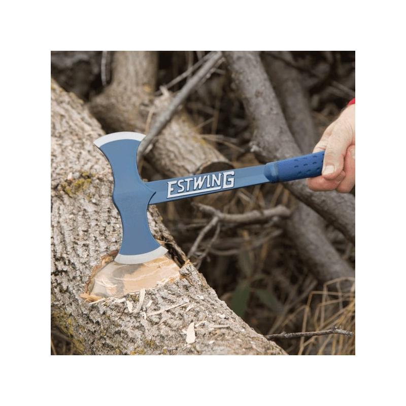 Double Bit Axe - Black Eagle Blue Vinyl Grip, 17-Inch Felling Tool