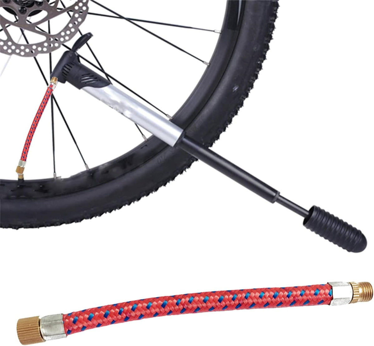 Bicycle Pump Extension Hose for Schrader & Presta Valves - 16.5cm, Pack of 2