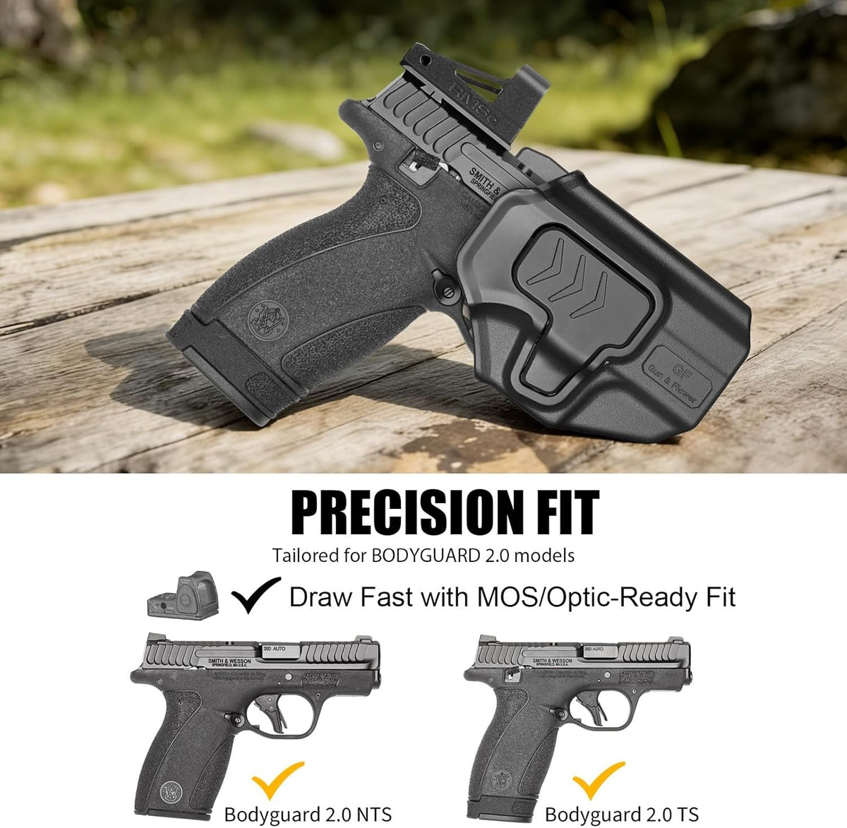 Level II OWB Holster for Smith & Wesson Bodyguard 2.0 - Outside Waistband, Right Hand