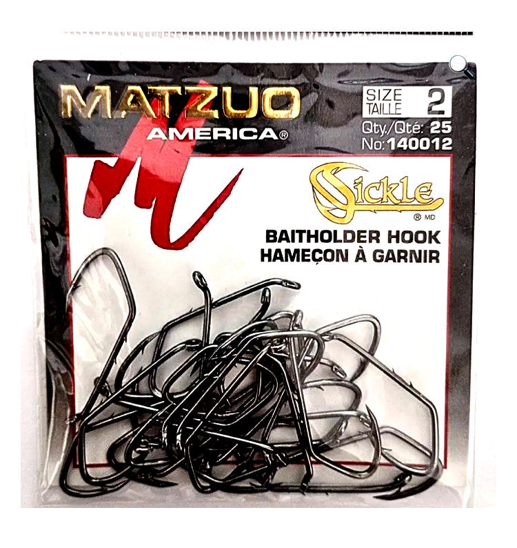 Matzuo Size 2 Sickle Baitholder Hooks Black Chrome Pack of 50