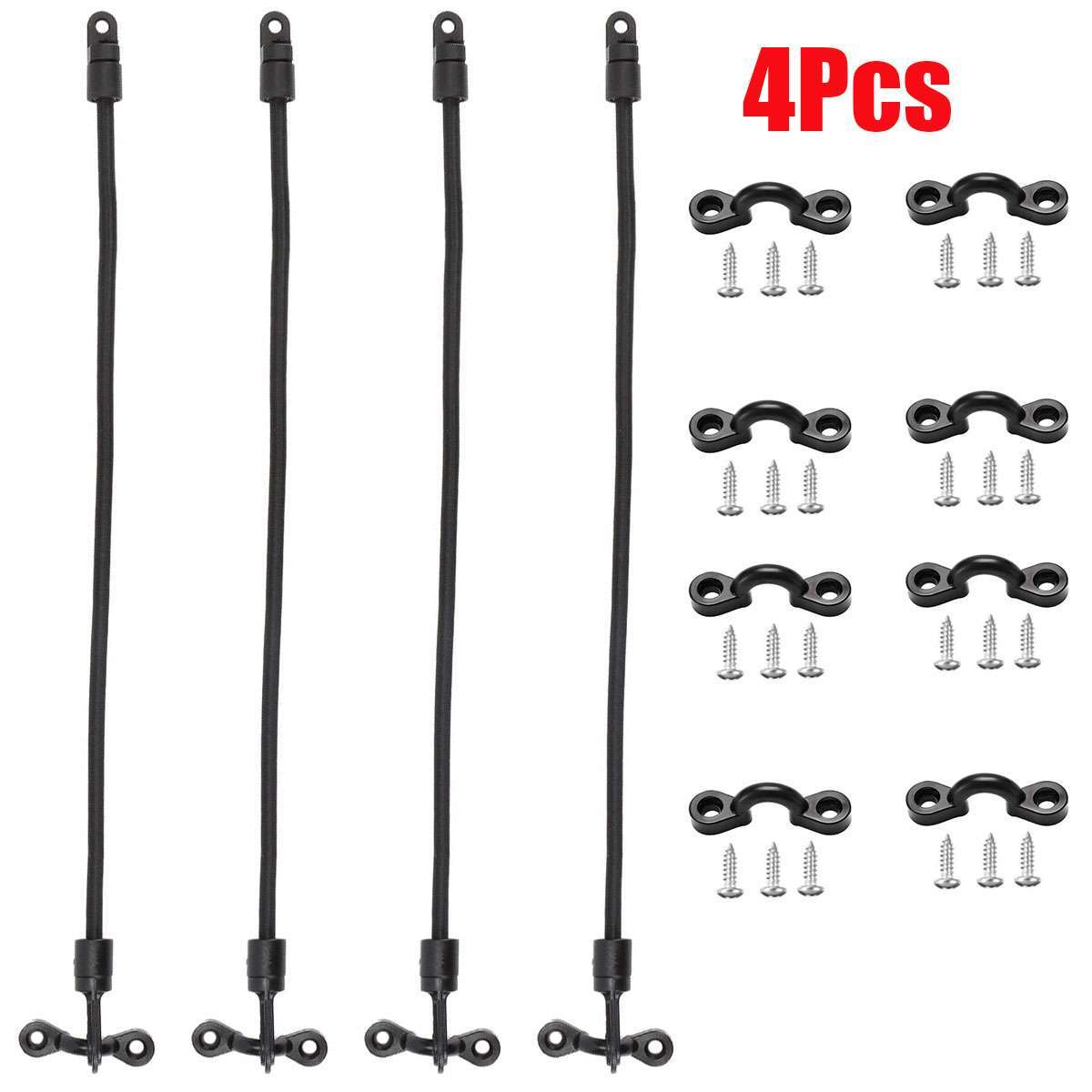4-Pack Boat Fishing Rod Bungee Straps Deck Mount Tie Down Hardware