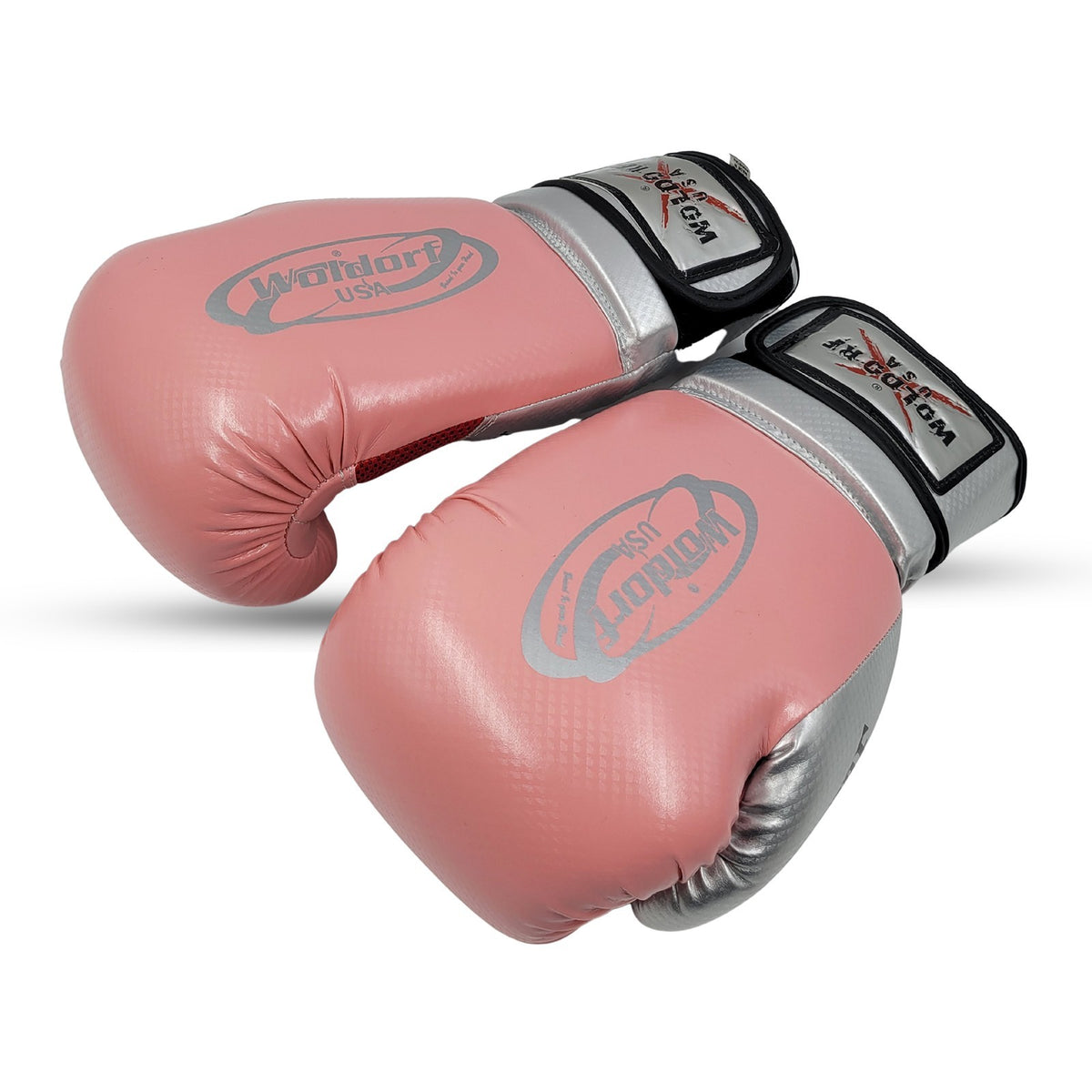 Pink Metallic Silver Boxing Gloves for Muay Thai Sparring Heavy Bag Training