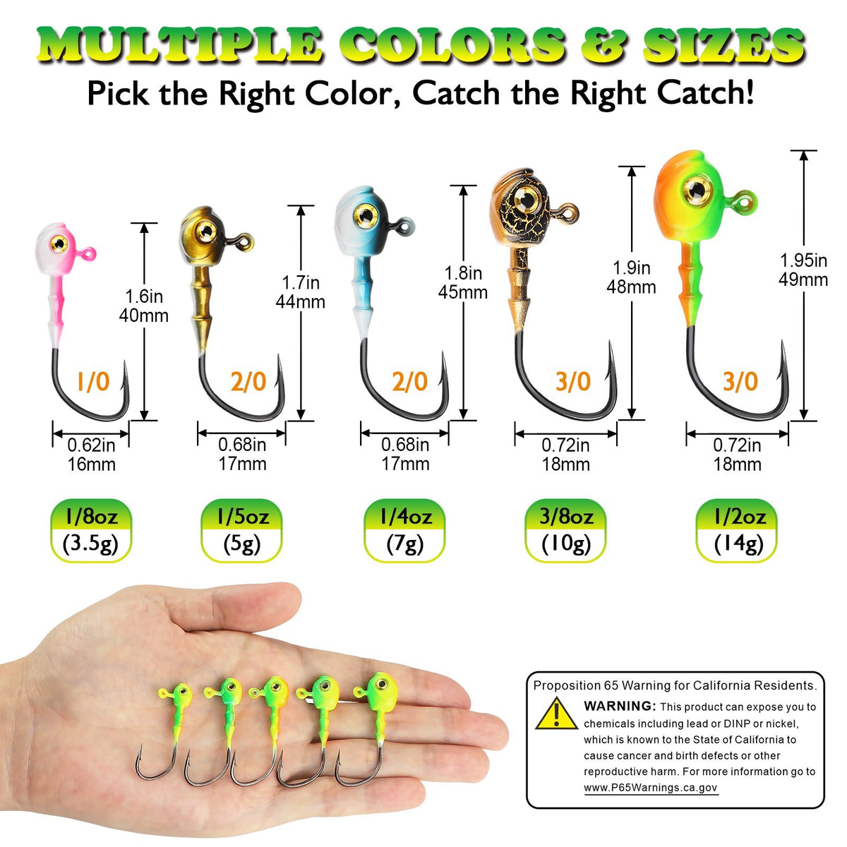 Fishing Jig Heads Kit for Soft Baits 20-40PCS Multiple Weights