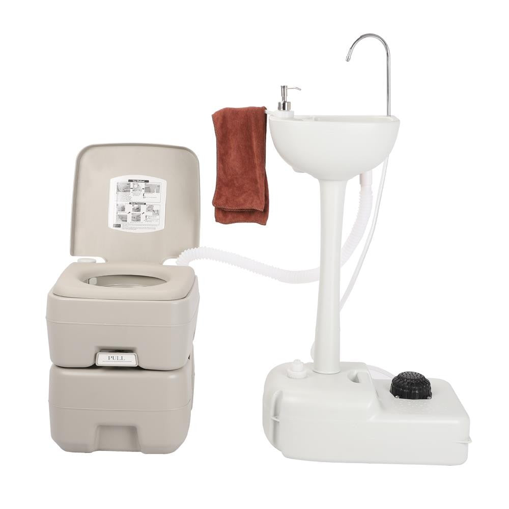 Portable Hand Wash Sink and 20L Camping Toilet for Outdoor Events