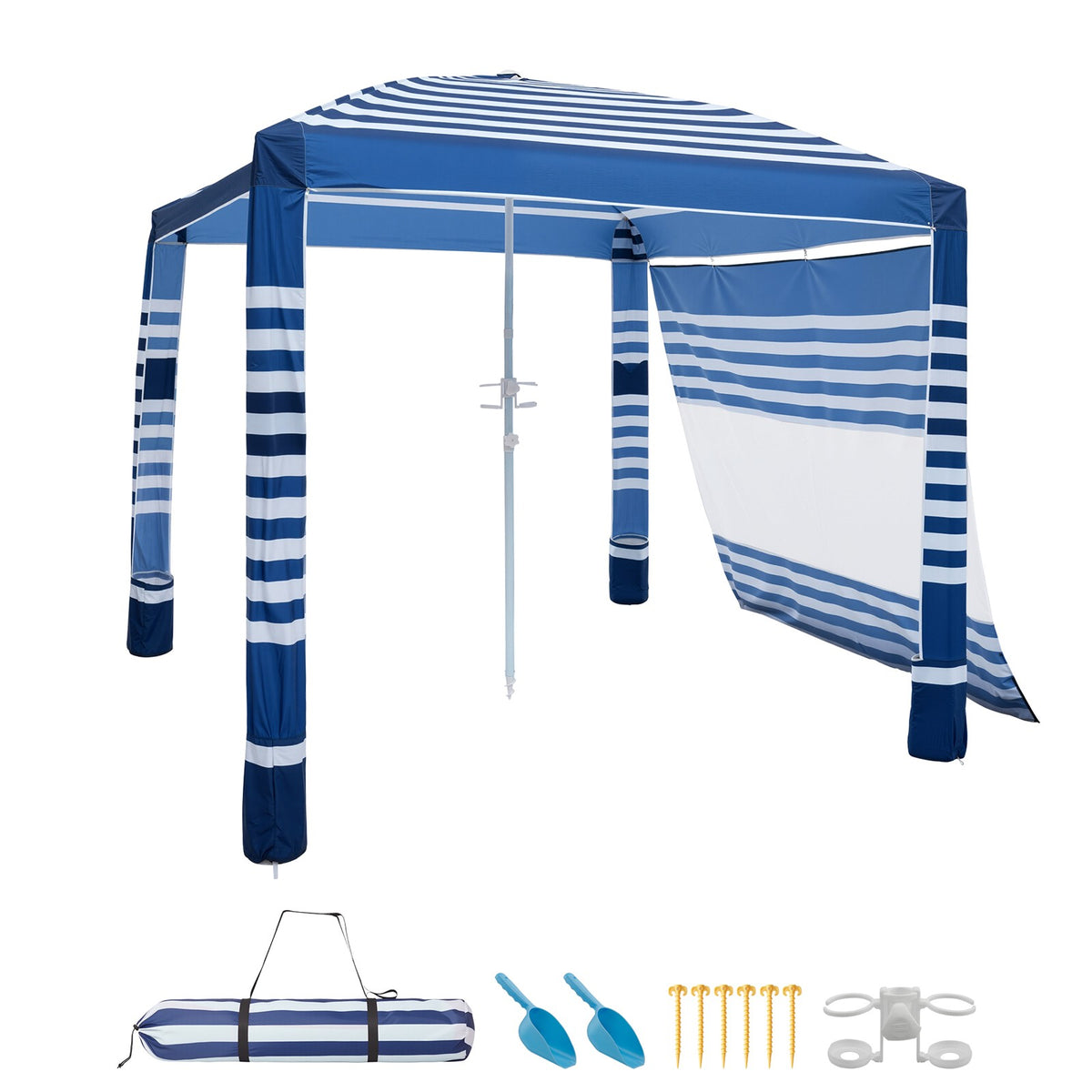 8x8 ft Beach Sun Shade Shelter with Side Wall - UPF 50+ Canopy for Outdoor Shade