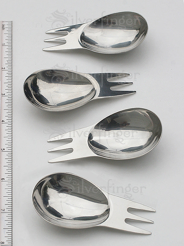 Mini Stainless Steel Spork Set of 4 Camping Utensils for Hiking & Travel