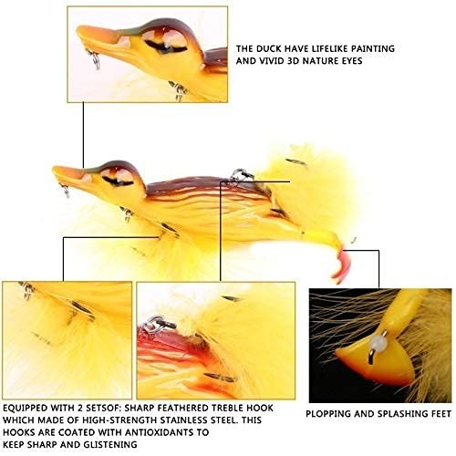 Topwater Fishing Lure 3D Duckling Floating Bait for Pike Bass Musky