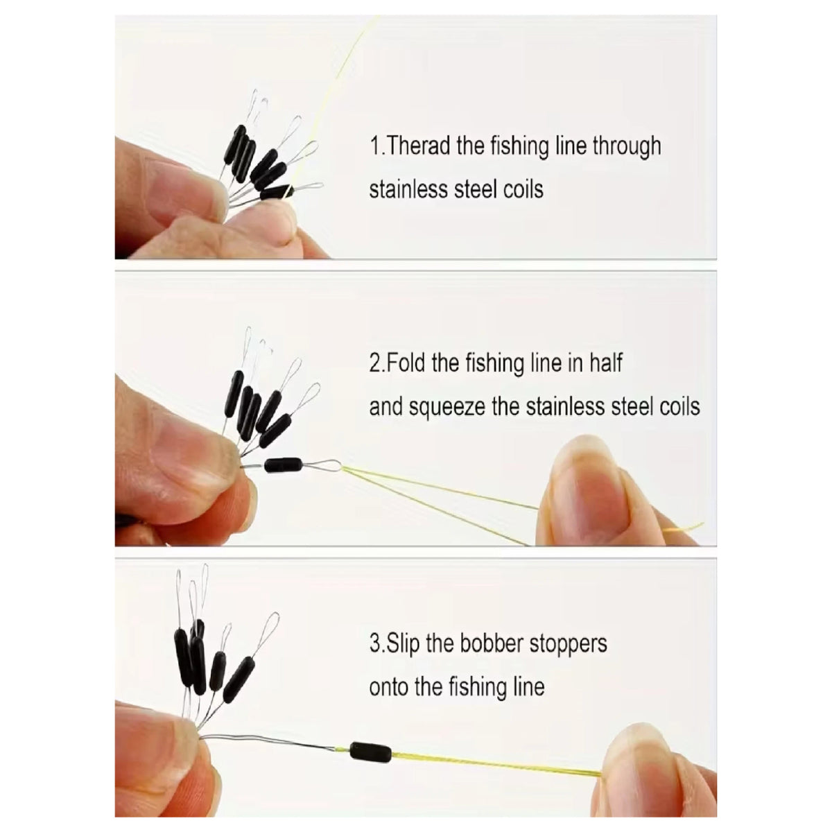 Fishing Line Connectors Set 100pcs Rubber Bobber Stoppers Assorted Sizes