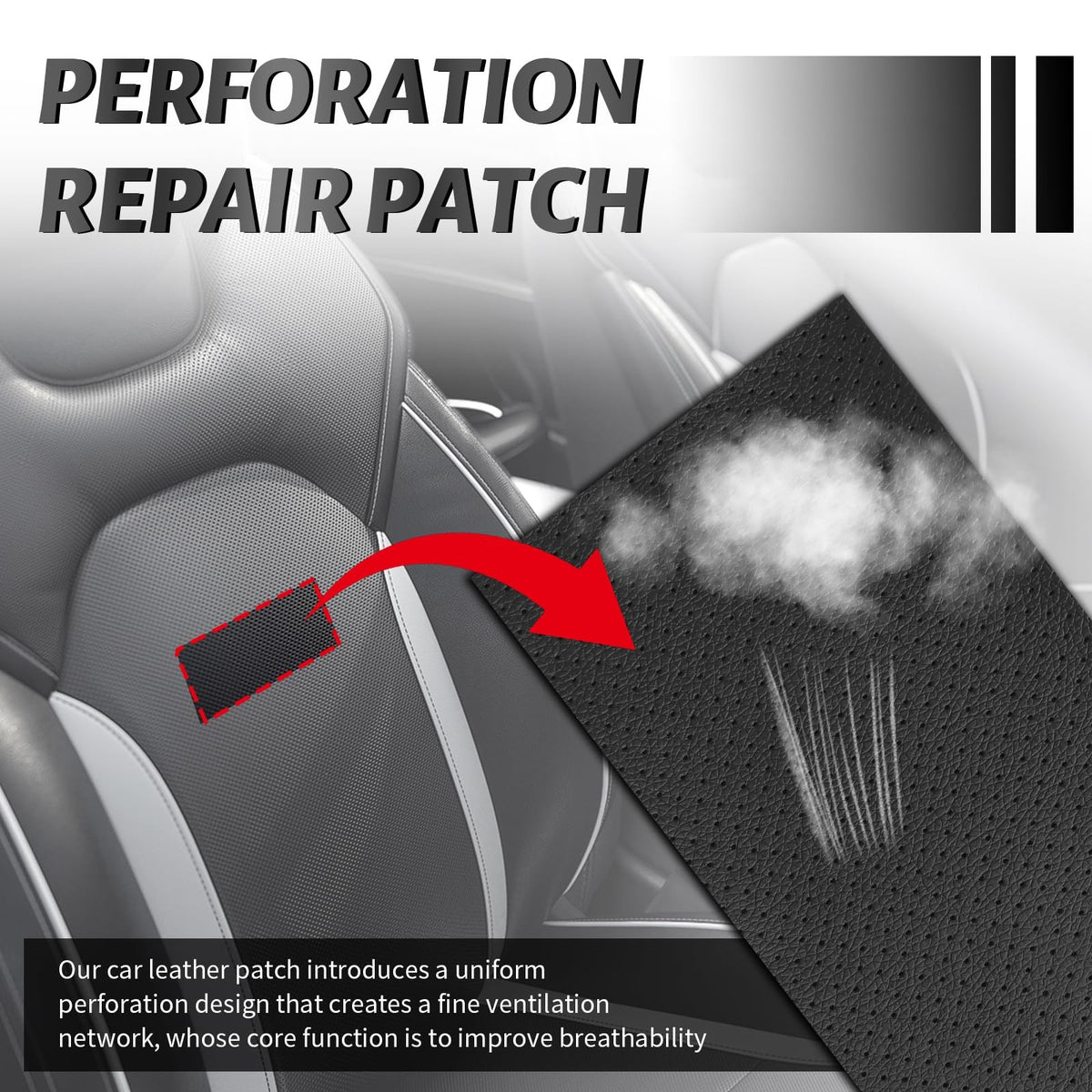 Self-Adhesive Leather Repair Patch Black 8x4 Inch for Vehicle & Furniture