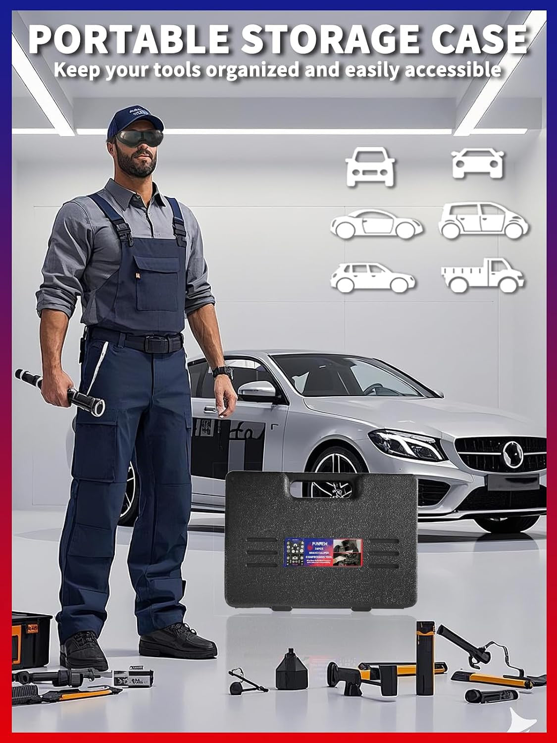 Heavy Duty Brake Caliper Compression Tool Set - 24-Piece Auto Repair Kit