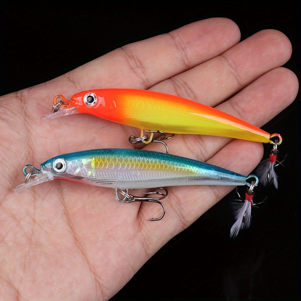 10-Pack Colorful Topwater Minnow Fishing Lures Hard Bait Tackle Kit