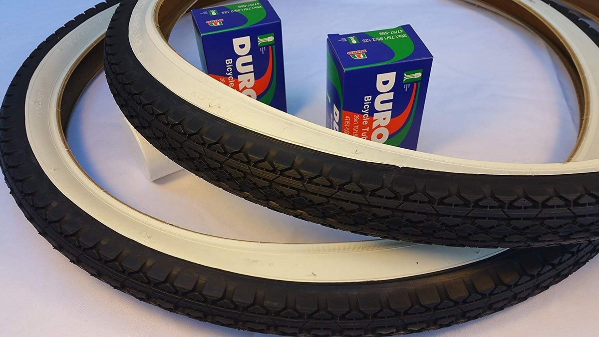2 Pack White Wall Bicycle Tires 26x2.125 with Inner Tubes - Beach Cruiser