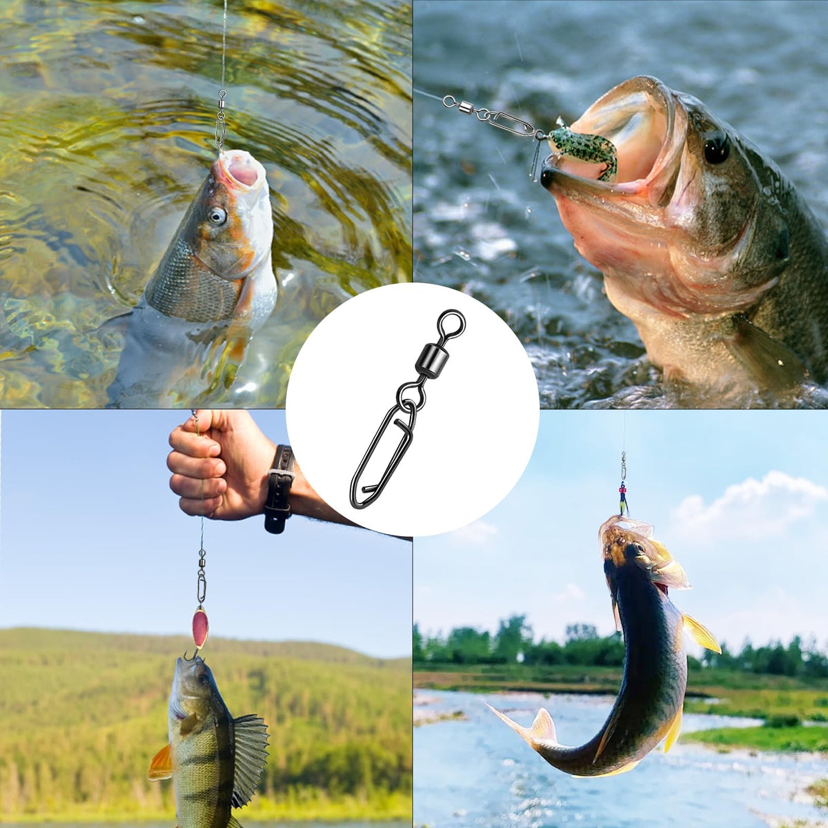 Fishing Speed Clips 50 Pack - Quick Change Swivels for Tackle & Lures
