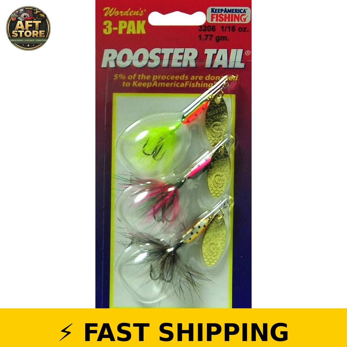 Rooster Tail Fishing Lures Set - 1/16 oz. Spinnerbaits for Bass & All Fish