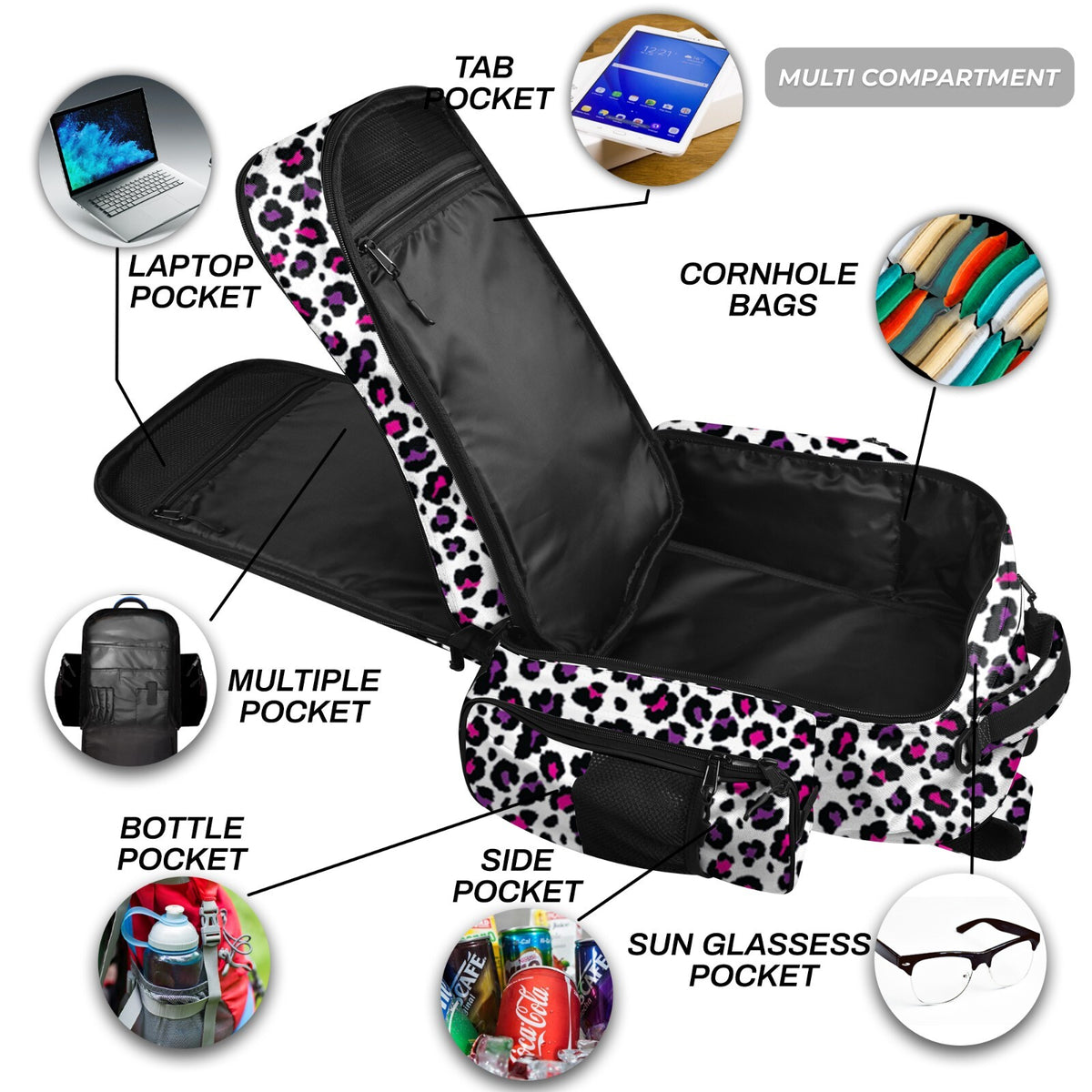 Cornhole Backpack for Bags Holds Up to 24 Bags with Pockets & Waterproof Material