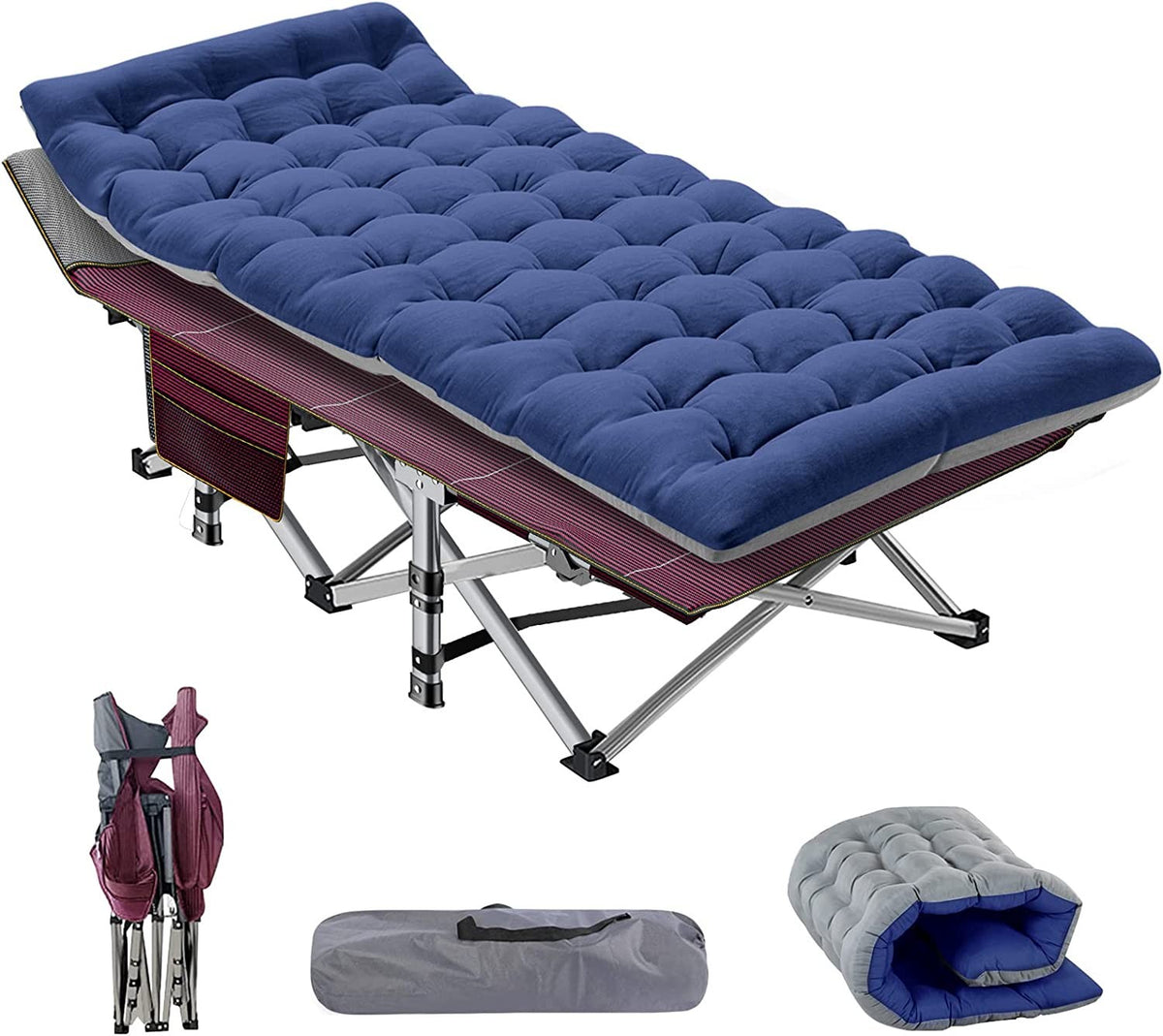 Heavy-Duty Camping Cot for Adults with Soft Detachable Pad & Water-Resistant Frame