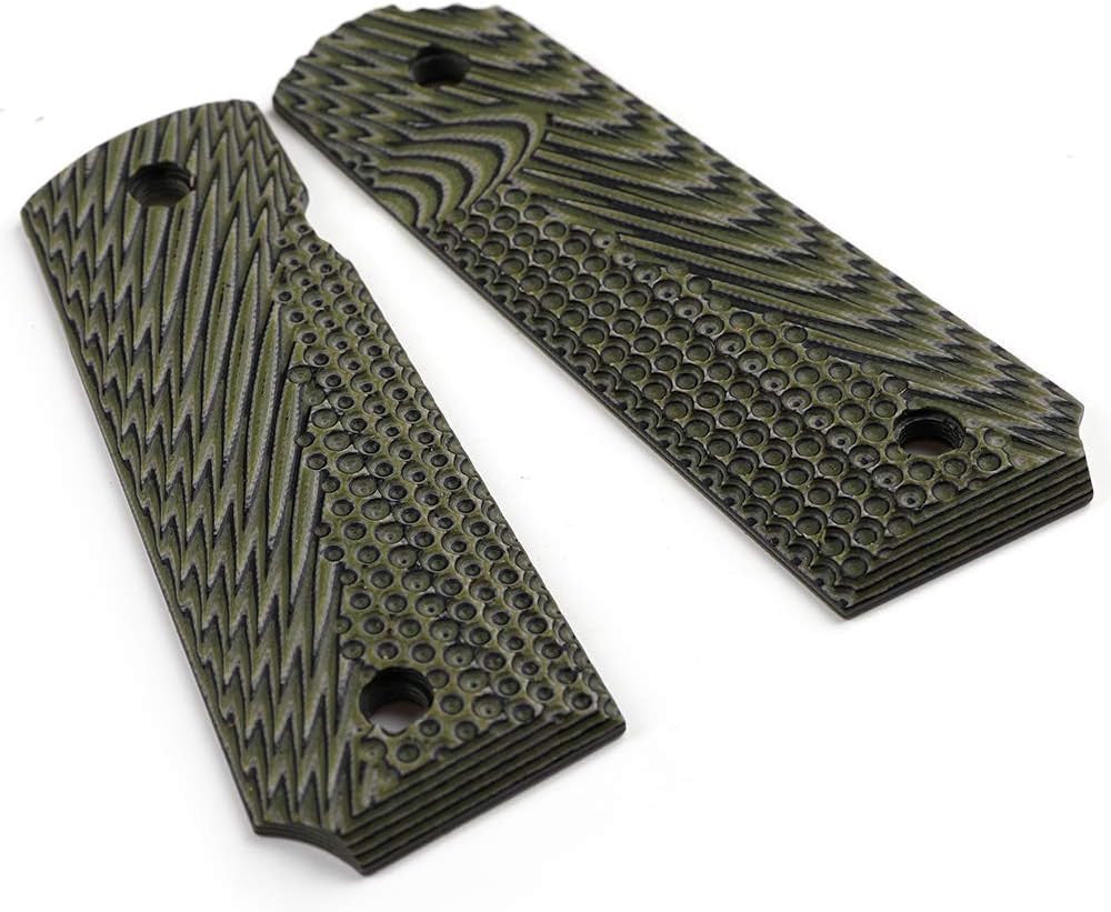 1911 Full Size G10 Pistol Grips with Stainless Screws - Black, CNC Machined