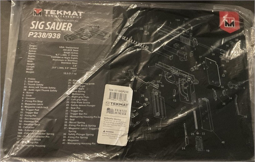 Gun Cleaning Mat for Sig Sauer P238/938 11x17 Inch Waterproof Durable Pad