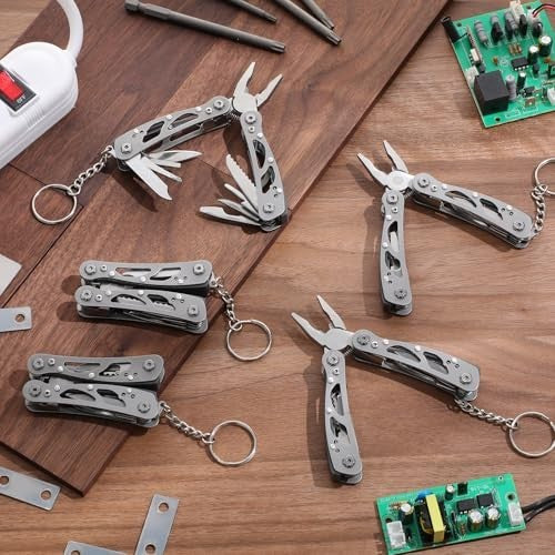 6 Pack Stainless Steel Multitool Pliers Set with Keychain - Foldable Mini Tools