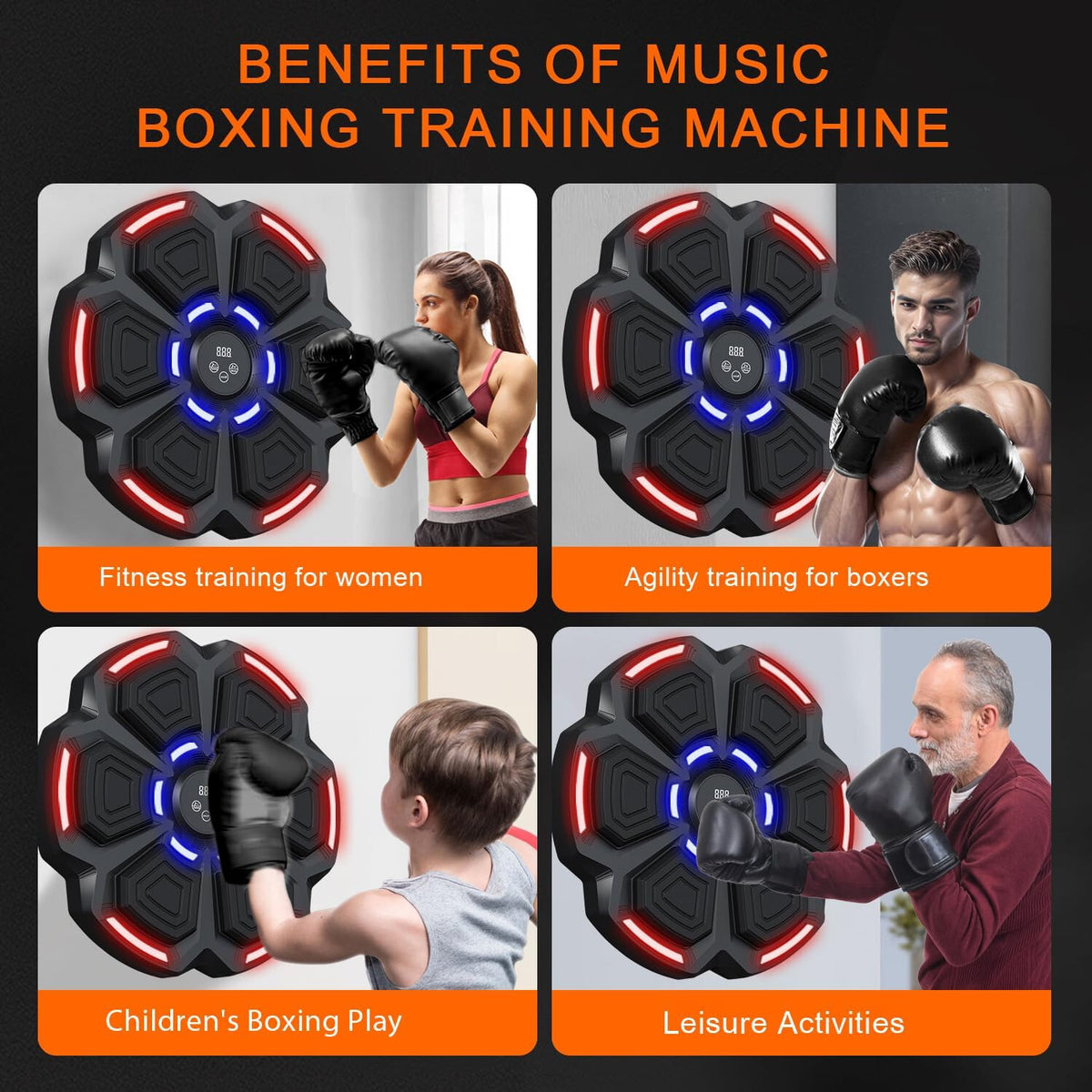 Smart Boxing Machine with Punch Speed & Rhythm Training for Kids & Adults