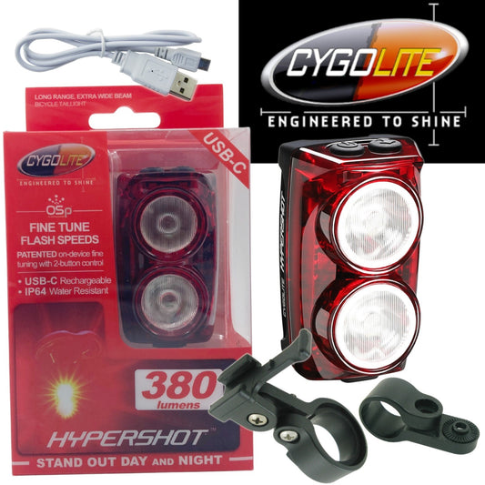USB Rechargeable Bike Tail Light 380 Lumens - Bright Cycling Rear Light