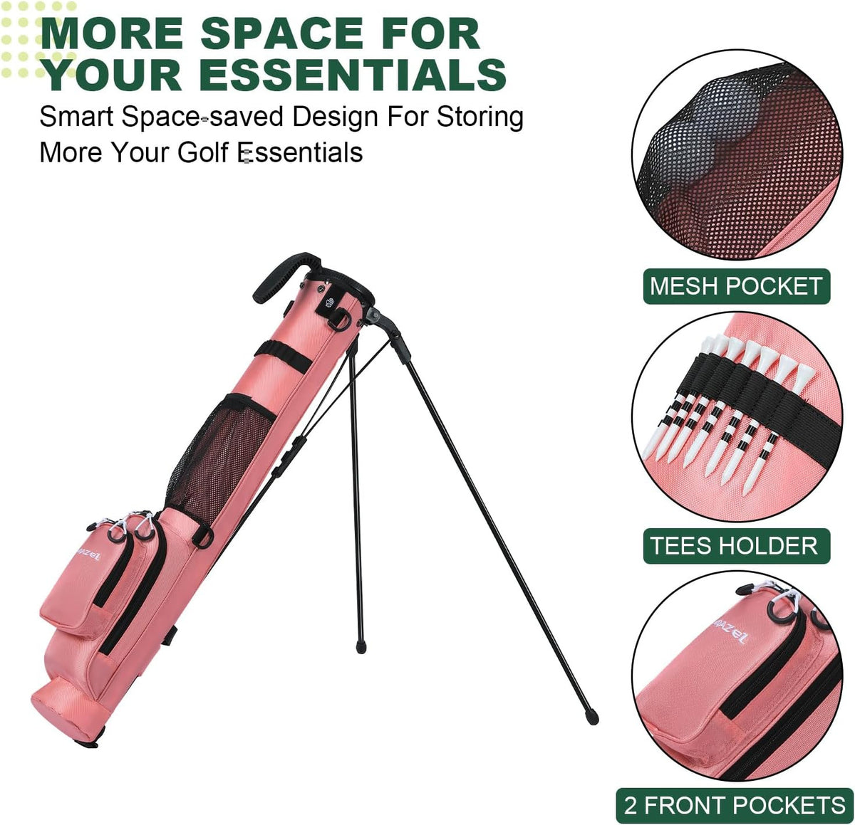 Lightweight Golf Stand Bag for Men with Shoulder Strap & Rain Cover