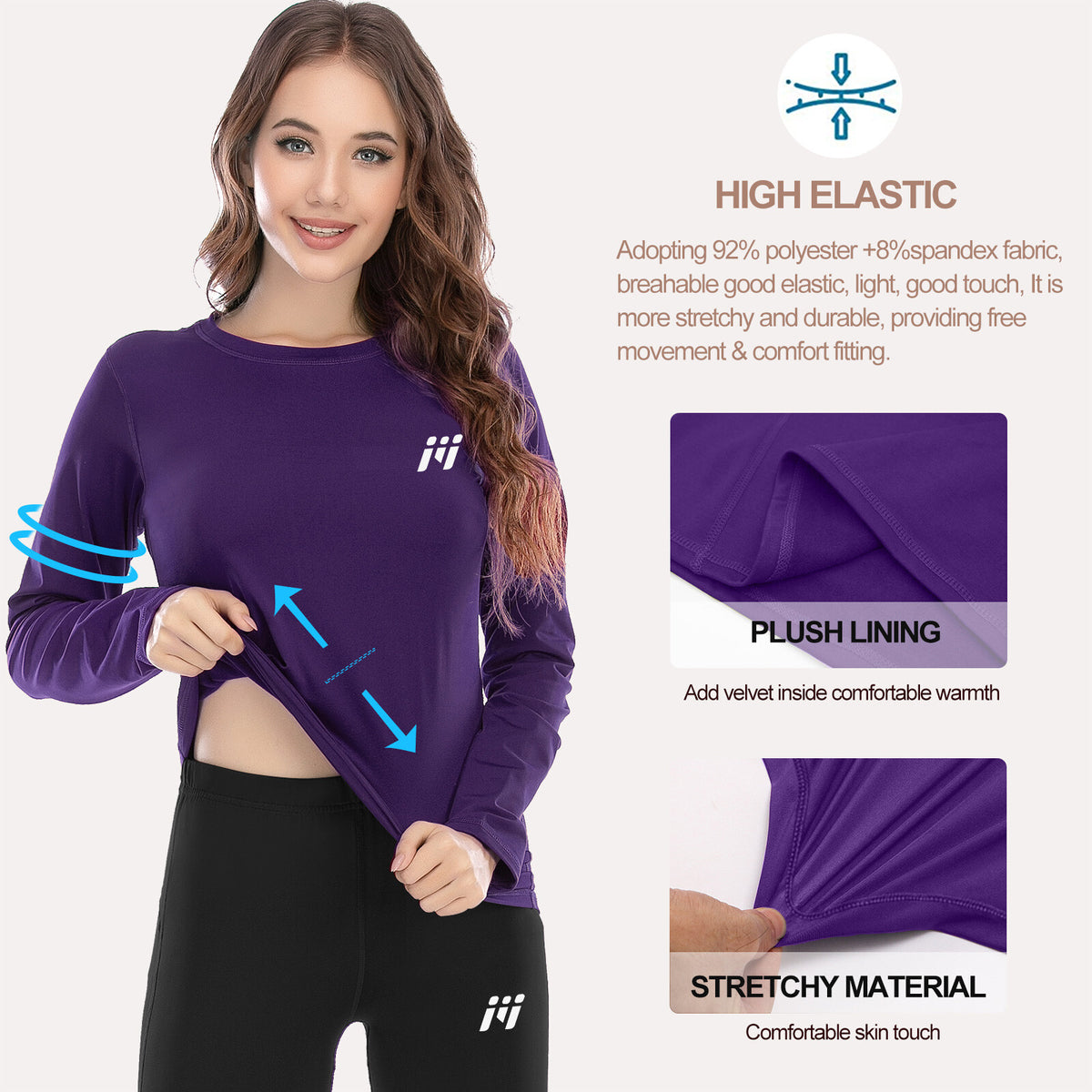 Women Thermal Fleece Long Johns Base Layer Top for Skiing Winter