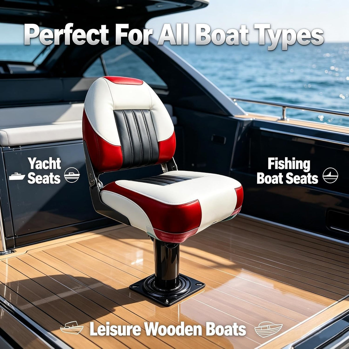 2PCS Marine Boat Seat Swivel Base - Full 360° Rotation, Heavy Duty, Easy Install