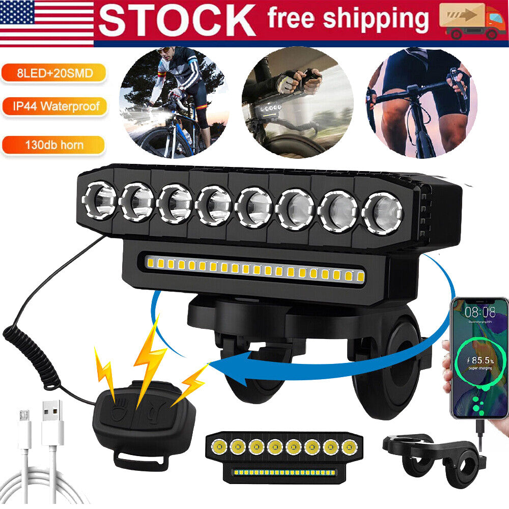 Super Bright USB Rechargeable Waterproof Bicycle Front Headlight with 6 Modes