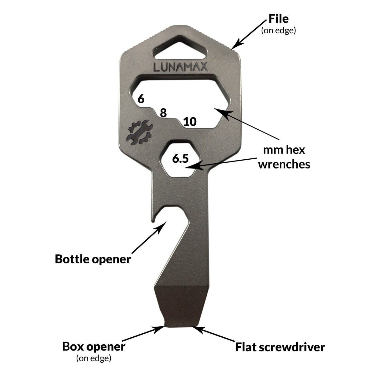 Titanium 8-in-1 Keychain Multi-Tool with Bottle Opener & Wrench