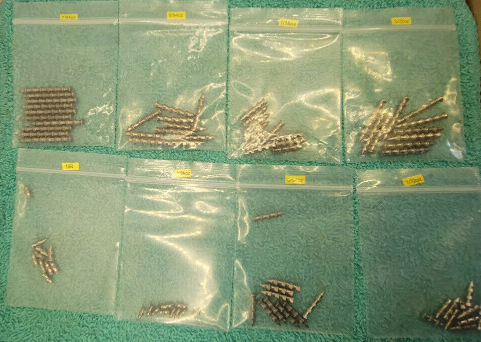 Tungsten Nail Sinkers for Soft Plastic Baits Fishing Weights 10 Pack - Multiple Sizes