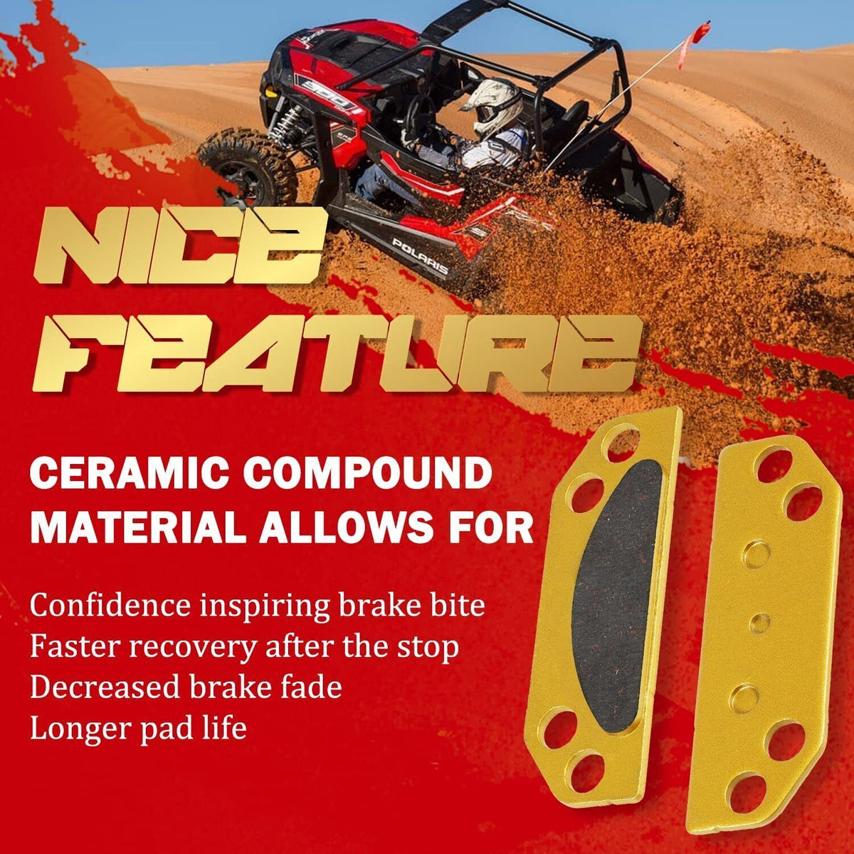 Parking Brake Pad Kit for Polaris Ranger 2005-2015 with Ceramics Compound