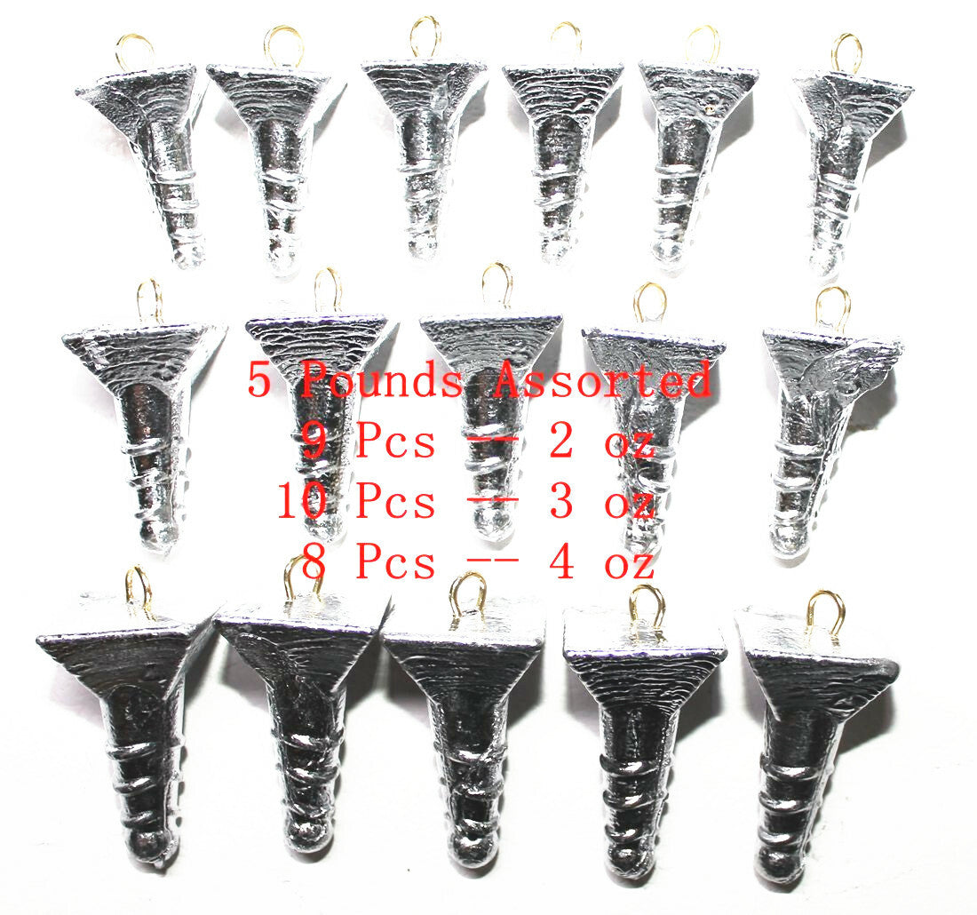 Fishing Sinkers Pyramid Sinkers Assorted Weights 5 LB for Surf Fishing