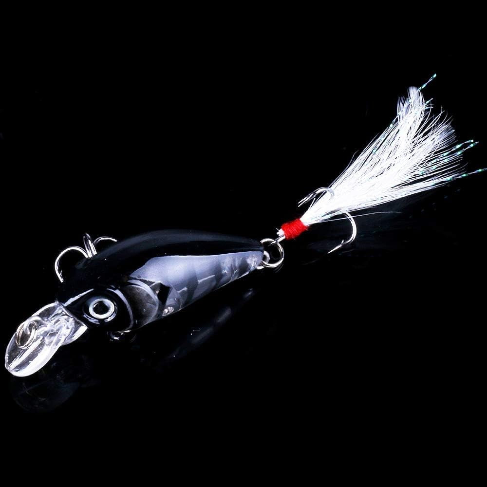 5PCS Saltwater and Freshwater Minnow Fishing Lures Crankbait with 3D Eyes
