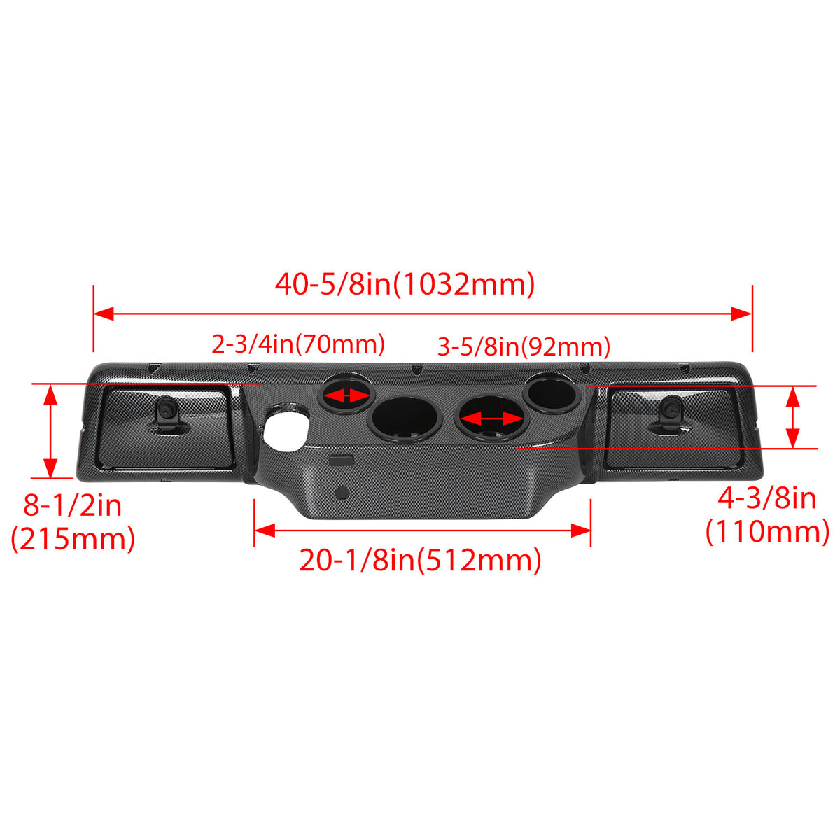 Golf Cart Carbon Dash Cover with Cup Holders for Club Car DS 1982+ 1984 1992