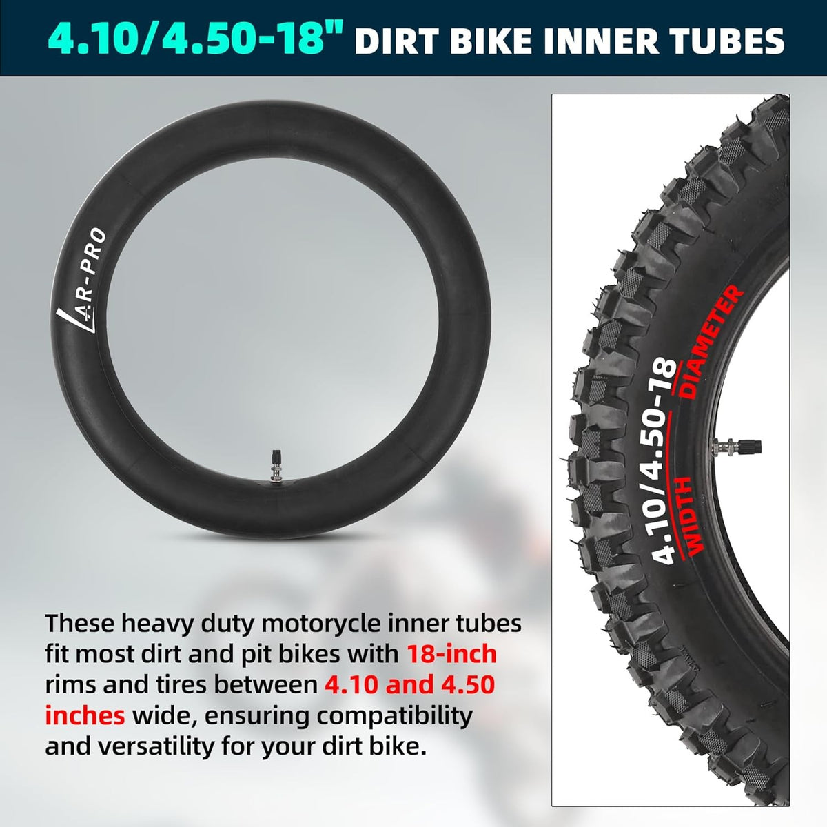 Heavy Duty 18-Inch Dirt Bike Inner Tube with TR4 Valve for 110/100-18 Tires