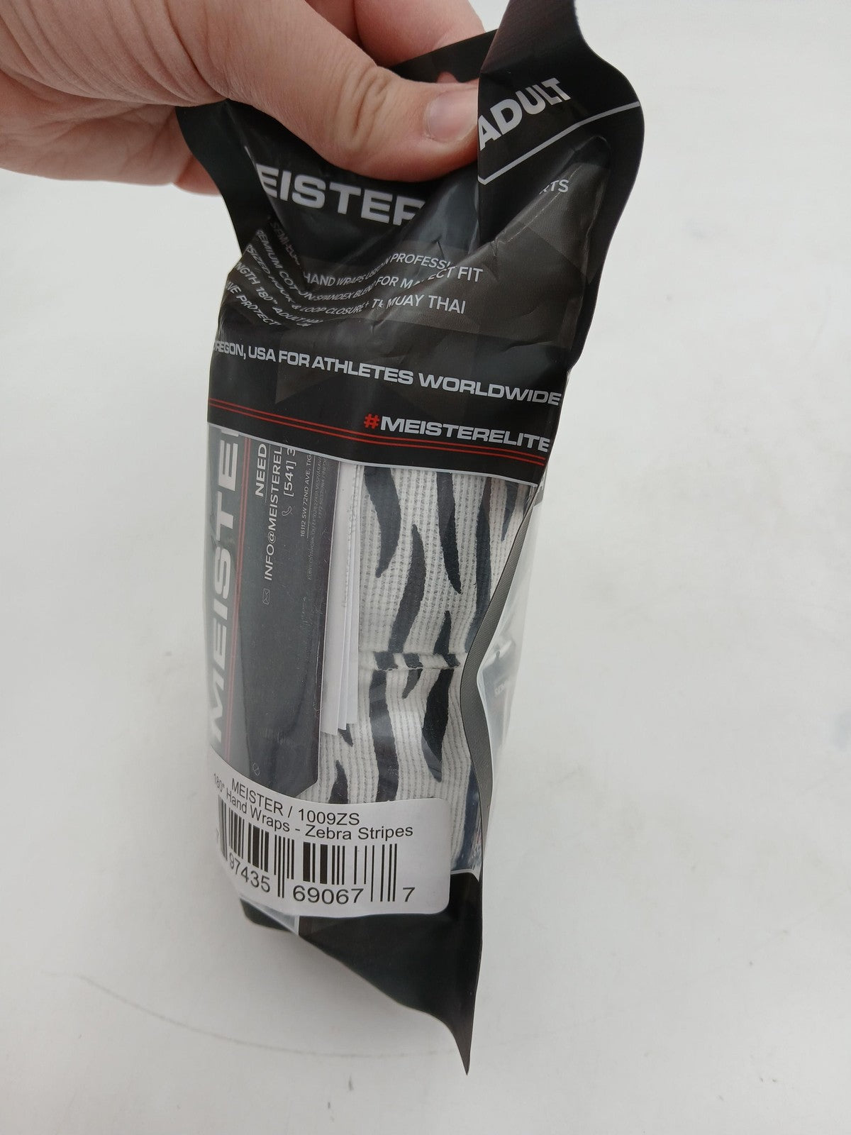 Boxing Hand Wraps 180 Inch Zebra Stripes White Adult Large MMA Training Gear
