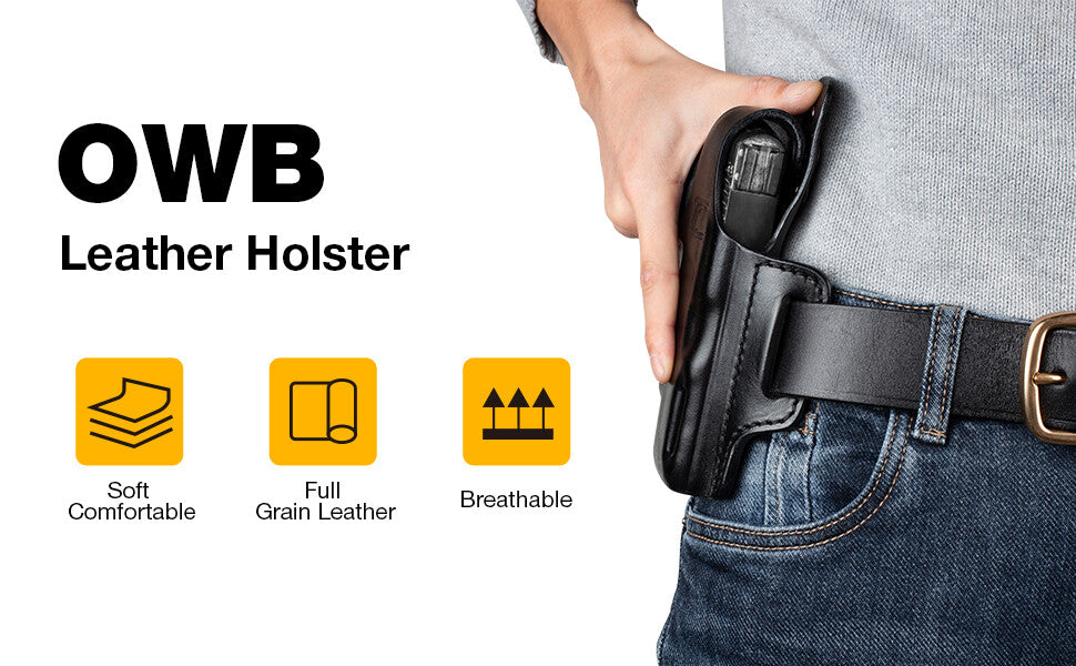 Full Grain Leather Holster for 1911 Pistol - Custom Fit for Colt Kimber Springfield
