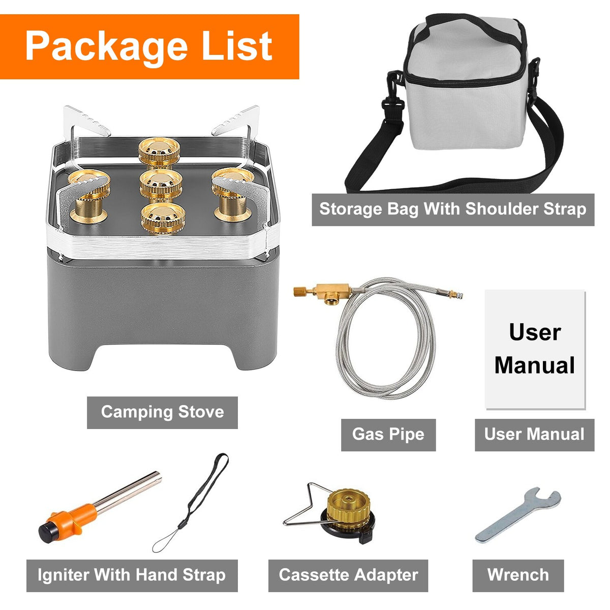 Portable Camping Gas Stove with Carry Bag 12000W Backpacking Cooker