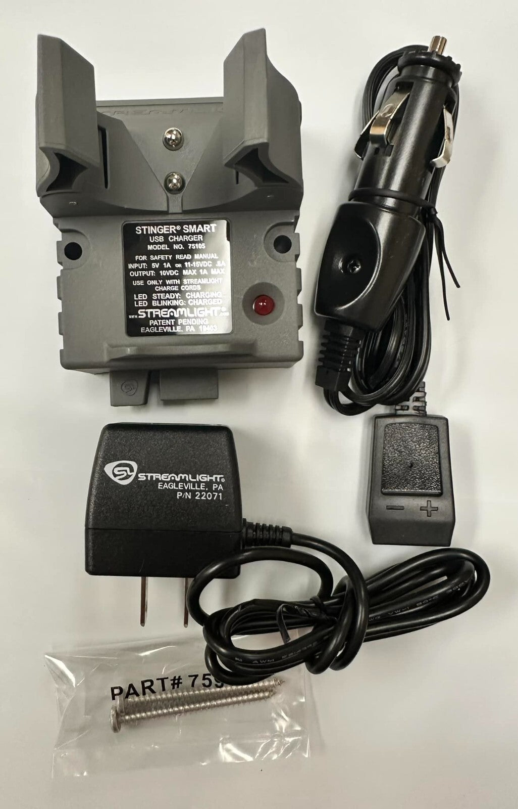 Streamlight Stinger Charger Base with 12V DC and 120V AC Cords