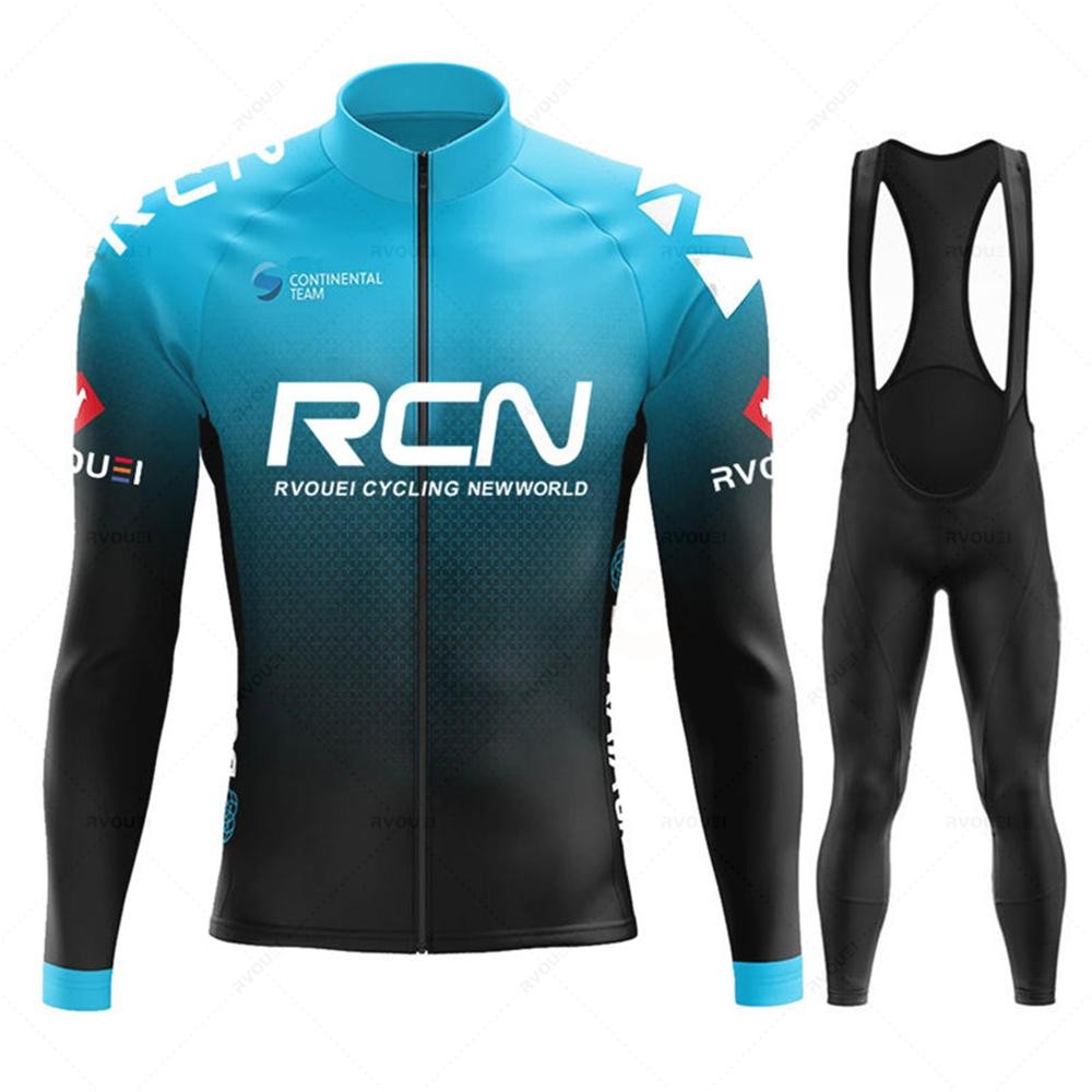 Unisex Cycling Jersey Set with Long Bib Pants for MTB Road Bike