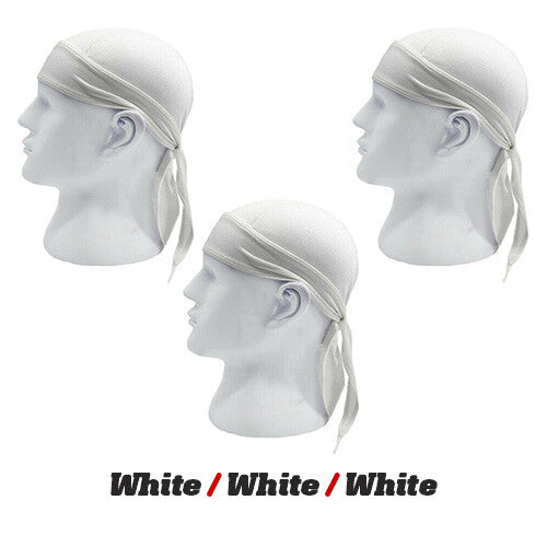 3 Pack Skull Cap Motorcycle Head Wrap Tie Durag Cycling Hat Quick-Drying