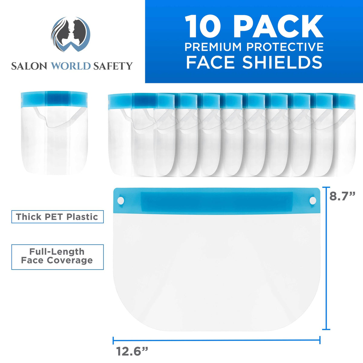 Full Face Shield Protective Gear Clear Anti-Fog Safety Face Shield Pack of 10